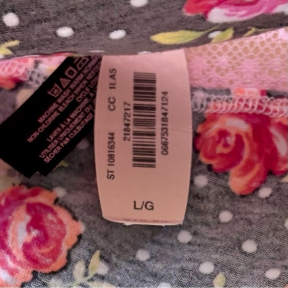 Victoria's Secret| NEW Pink/Black Floral Lace & Cotton Hip-hugger Panty Sz L NWT - Picture 3 of 3